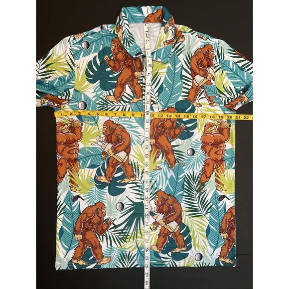 Bigfoot Sasquatch Golf Hawaiian Shirt Men XL Polo Shirt Golfing Golf Ball Funny - Picture 4 of 6